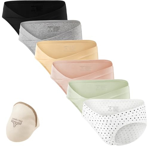 HBselect 6 Bragas Embarazadas Algodon U Forma Braguitas para Premamá Cintura Bajo Bragas Maternidad