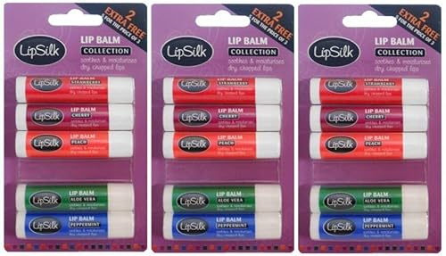Lipsilk Flavoured Lip Balm Balms For Dry Chapped Lips (3 x 5 Pack)