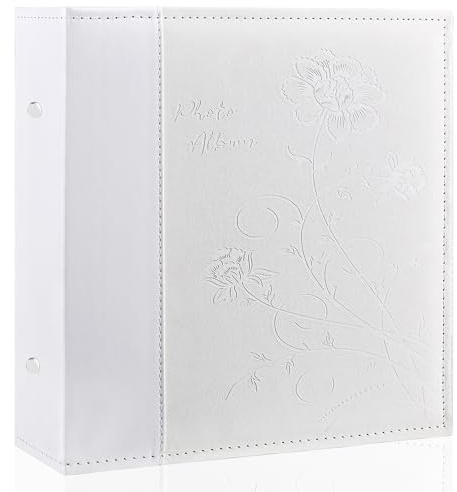 Miaikoe Fotoalbum 10x15 1000 Fotos Slip in, Extra große Kapazität Leder Cover Bilderalben hält 1000 horizontale und vertikale 10x15cm Landschaft Fotos für Hochzeit Familie (Weiß)