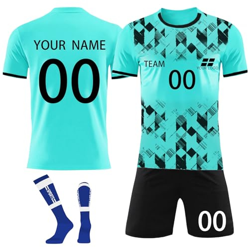 Personalisierte Fußballtrikots T-Shirt Shorts 3 Teiliges Set Jeder Name Nummer Team Logo - Fußballtrikot Kinder Erwachsener Benutzerdefiniert Trikot