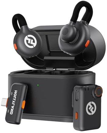 Hollyland Lark M2S Wireless Lavalier Microphone for Camera, iPhone, Android, PC, 300m Range, Titanium Clip, 7g Lightweight, Noise Cancelling, 30h Duration, Lapel Mic for Livestream Vlog (2TX+2RX)