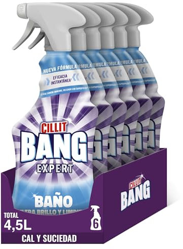 Cillit Bang Pack 6x Sprays Limpiadores Baño Ultra brillo, potente limpiador para el baño (6x750ml)