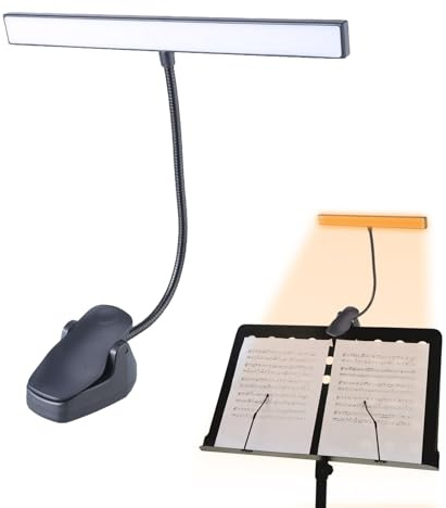 Cerioll Lampe De Pupitre De Musique, Lumineuse Lampe Piano, Music Stand Light, 3 Couleurs Et 5 Luminosité, Rechargeable, Avec Câble Usb, Convient Pour Piano, Bureau, Pupitre, Couture