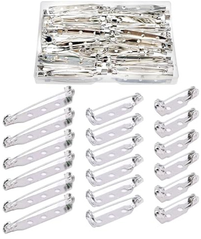 HAXIHA 150 Pezzi Spille da Balia,spille per badge,20/25/32mm Spille Metalliche,Spille per Bricolage,Pins di Sicurezza per Gioielli e Artigianato,per Chiusura Posteriore Sicura (Argento)