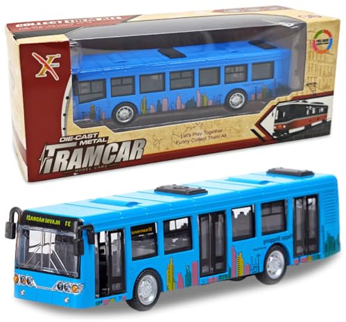 YskerrigToy Bus Jouets, Pull Back Voiture Modèle de Bus Enfant Voitures Jouet Mini Buses Jouets Véhicules Jouet À Inertie Petite Voiture Cadeau pour Enfant Anniversaire(Bleu)