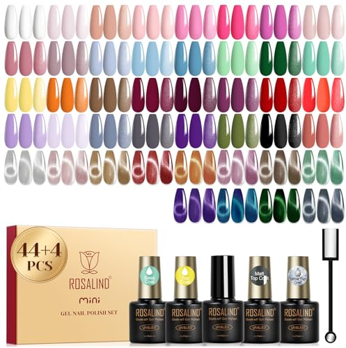 ROSALIND Esmaltes Semipermanentes Para Uñas 48 Piezas Rosa con Cat Eye Gel