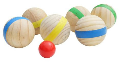 PENIKOKO Set Bocce in Legno Massello 7 Pezzi, Palline Rotolanti Leggere per Giochi all’Aperto al Chiuso, Adatte a Spiaggia, Giardino e Feste di Gruppo Colore Casuale