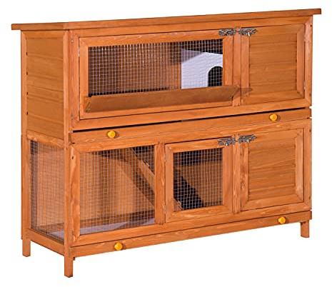 PawHut Cage à Lapin de Grande Taille 2 Étages dim. 120L x 48l x100H cm
