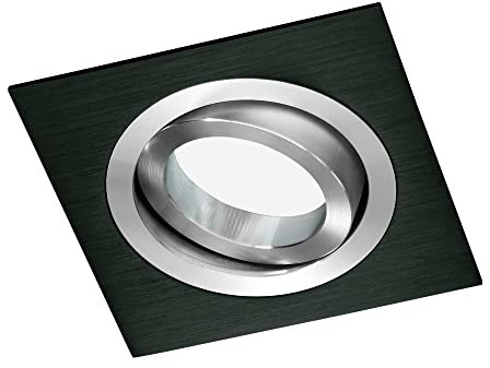 Wonderlamp W-E000008 Classic Classic - Kit di faretto da incasso quadrato, Portalampade incluso: GU10, 9 x 9 x 2,5 cm, colore nero, alluminio