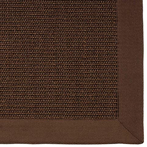 casa pura® Sisal Teppich aus Naturfasern | Dunkelbraun | mit Bordüre aus Baumwolle | pflegeleicht | Größe wählbar (70x130 cm)