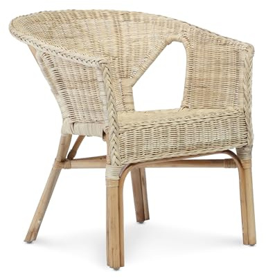 Desser Indoor Small Adults Wicker Loom Chair in Natural – Fully Assembled Natural Cane – Dimensions: H71cm x W57cm x D54cm, Floor to Seat 44cm