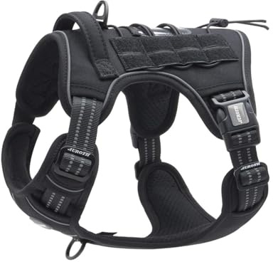 Auroth Tactical Harness for Large Dogs No Pull Adjustable Pet Harness Reflective K9 Working Training Easy Control Pet Vest Military Service Dog Harnesses Black L