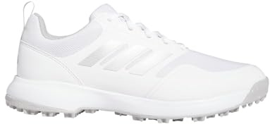 adidas Women's Tech Response Spikeless 3.0 Golf Shoes, Footwear White/Grey Two/Silver Metallic, 8