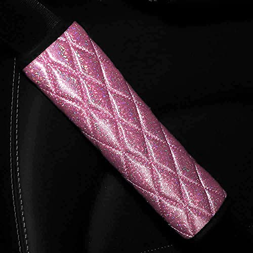 2 Stück Bling Bling Gurtpolster,Auto Gurtpolster,Polsterung für Sitzgurt,Auto Gurt Polster,Polsterung für Sitzgurt im Auto,Premium Gurtpolster, Kinder und Erwachsene Gurtkissen Auto,Rosa