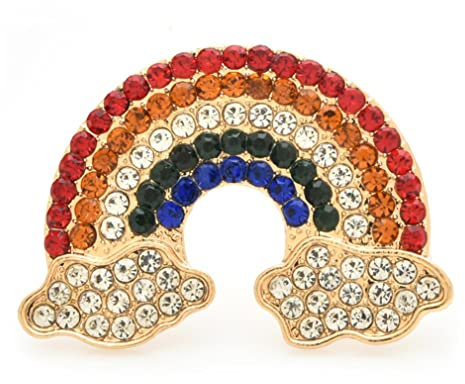 Rainbow Brooch with Diamond Cute Cloud Rainbow Brooch Colorful Crystal Rhinestone Rainbow Brooch Cartoon Rainbow Corsage Pin Elegant Clothing Decoration Brooch Holiday Party Get-Together Jewelry Gift