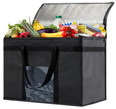 Borsa termica pieghevole per la spesa, grande scomparto termico, ideale per ufficio, lavoro, attività all'aperto, viaggi, stand upright, collapsible, Sustainable