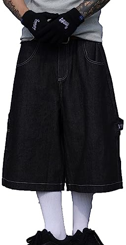 pantaloncini jeans uomo casual jeans uomo corti larghi jeans uomo gamba larga hipster 3/4 lunghezza baggy jeans uomo abbigliamento streetwear hip hop retrò pantaloncini cargo uomo pantaloni da skate