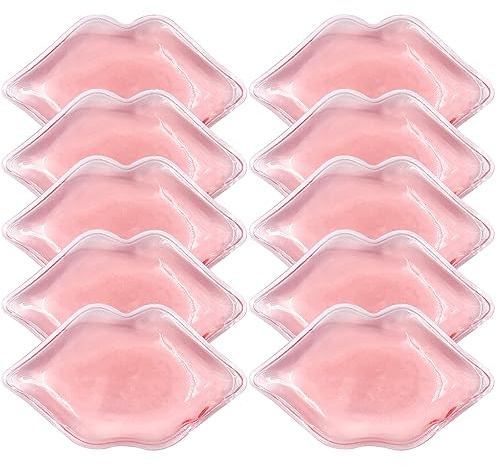 Paquete de hielo labial para cosméticos (10 unidades), paquete de hielo después del tratamiento de hielo labial, bolsa de hielo reutilizable en forma de labios para aliviar el dolor y relajar los
