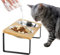 GUUSII HOME Gamelle Chat Surélevée Double en INOX avec Support Bois Incliné - Anti Vomissement pour Chaton