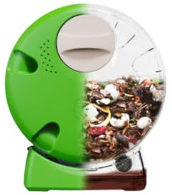 Compostador Doméstico Giratorio y Compacto 40L ImpakCity - Evita Malos Olores, Insectos y Roedores, con Compartimento de Líquidos Lixiviados, Fabricado en España con Materiales Reciclables