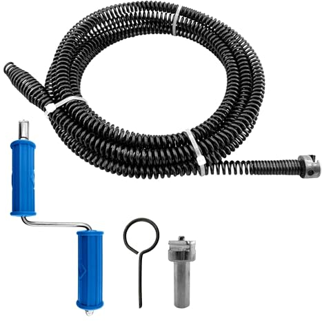 GYHMTOO Para limpieza de tuberías 2m,10mm de diámetro sirga desatascar tuberias,con adaptadores eléctricos y manuales (2m)