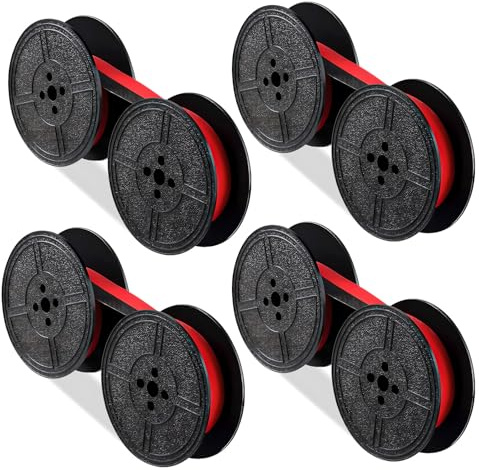 Chihutown Lot de 4 paires de rubans universels pour machine à écrire, calculatrice, ruban encreur pour la plupart des machines à écrire