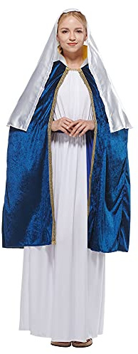 EraSpooky Disfraz de Virgen María para mujer disfraz de Natividad Navidad disfraz para mujer M