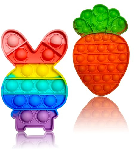 Pop It Bambini, 2 PCS Popit Bubble Sensory, Pop It Pop Fidget Toy, Squeeze Sensory Toys, Pop It Fidget Toys Antistress, Push Bubble Sensoriale Giocattolo, Regali di Pasqua per Bambini e Adulti (B)