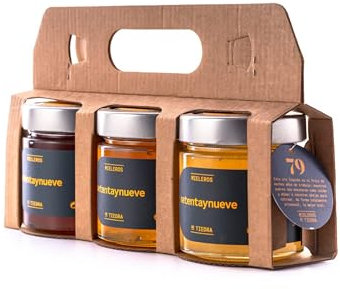 79 Setentaynueve | Pack Dégustation de Miel Pure d'Abeille 300g | Miel Crue de Forêt, Lavande et Romarin | Artisanale, Naturelle et Non Pasteurisée | Produit Gourmet