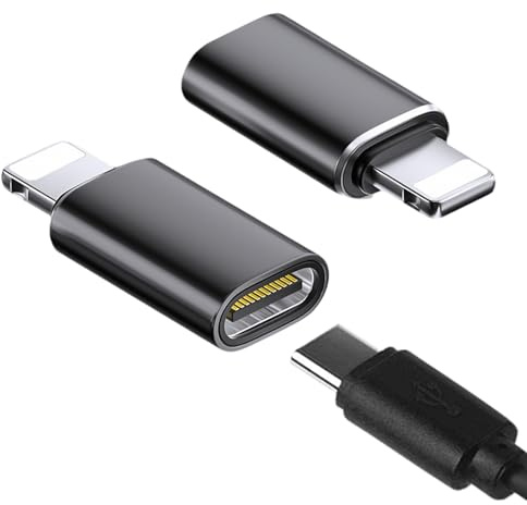 Pence & Moon Collective 2 Pcs 27W USB C to L Adapter, USB C Female to L Male Adapter Supports 27W PD Fast Charging Compatible with iPhone 14/13/12/11/iPad/Airpods, Not for Headphone/Audio/OTG