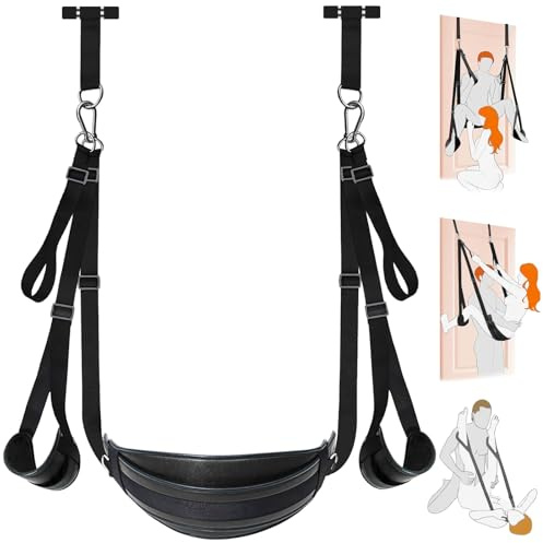 Door Sex Swing Sex Toys for Couples Sex Swings for Adult Sex Toys BDSM Bondage with Adjustable Straps, Thickened Seat Cushion Leather, Leg Restraints & Supports, Hanging Handcuffs Adult Sex Games
