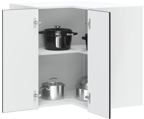 Owoxanthellate Armario colgante de esquina Lucca negro, 57 x 57 x 60 cm, de material de madera con capacidad de carga de 70 kg, diseño moderno que ahorra espacio y robusto para cocina, comedor y