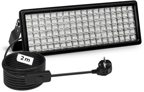 HOPEDAMAI 100 W LED-strålkastare med 2 m kabel, strömbrytare och kontakt, AC 85 V-450 V