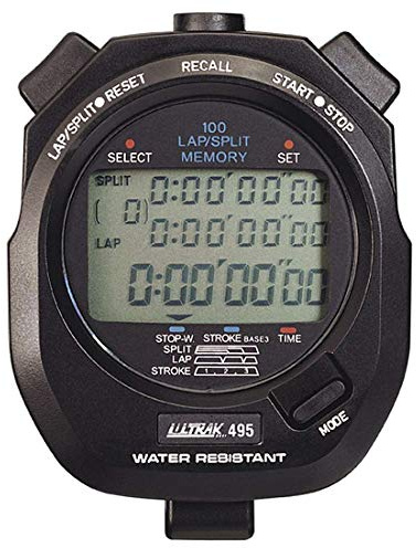 ULTRAK 495 100 Lap Memory Black Professional Stopwatches Continuous Display of Event Time New by Ultrak