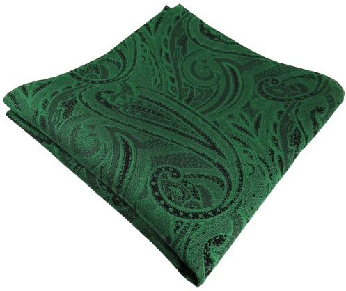TigerTie Designer Einstecktuch in grün smaragdgrün schwarz Paisley