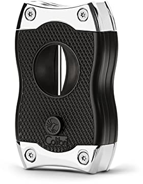 Colibri-Cortapuros negro con detalles cromados en acero-guillotina resorte-Cigarros de hasta 2,7cm de diámetro-Corte en V profundo 7mm hasta corte recto 3mm.Con estuche de regalo.Colibri desde 1928