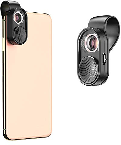Apexel 100x Mini-Mikroskop für Smartphone-Kamera, beleuchtetes tragbares LED-Objektiv mit USB-Ladekabel