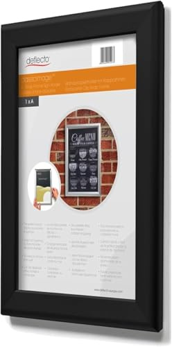 Deflecto A3 Snap Frame Black, Aluminium Clip Frame, Certificate & Poster | Front opening aluminium picture frame for posters, certificates and photos. Wall mount display for home, office or retail.