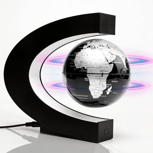 KAIMC Globo terráqueo flotante de levitación magnética con luz LED y control táctil, mapa del mundo giratorio antigravedad, decoración de escritorio para oficina, regalo original