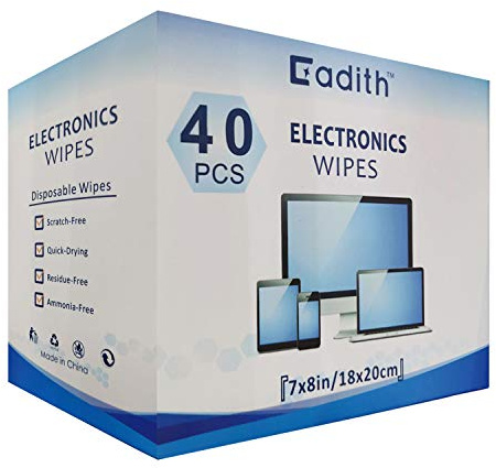 Screen Cleaner Cadith Electronic Wipes - Safely Clean Your Computer, Laptop, TV, Phone, and Tablet Screens - All Electronic Equipment - 8x7 Inches Screen Wipes(40PCS)