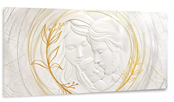 Giallobus - Quadro - 22 - Capezzale Moderno per la casa - Sacra Famiglia - Vetro Acrilico - 100x50 - Pronto da Appendere - Quadri Moderni per la casa