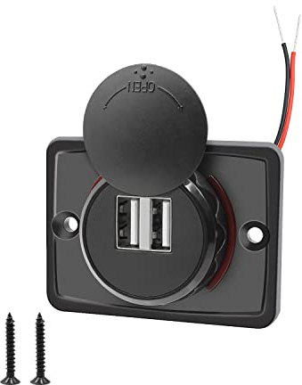 Prise USB 12 V 12 V pour Voiture, 3,1 A, Double Port USB A, Chargeur étanche pour Caravane, Moto, Camion, Bateau (1 pièce)