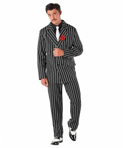 Morph Gangster Anzug Kostüm für Herren, Mafia Stil, Perfekt für Karneval und Halloween, Vintage Look, L