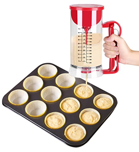 Degdispenser elektrisk degportionerare 120 ml plast kaka degmixer dispenser med vevhandtag, grädde deg portionerare mixmaskin för pannkakor, muffins, våfflor, cupcakes, kex