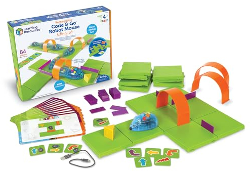 Learning Resources Ratón Robot Recargable Code & Go Colby – Juego Stem de Programación sin Pantalla – Desde 4 Años – Laberinto + Tarjetas + USB