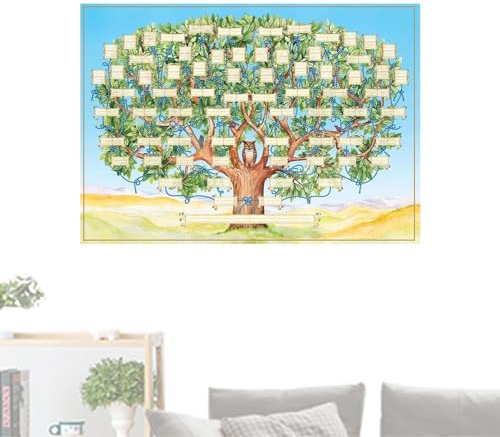Generic Fillable Ancestry Chart - Family Tree Chart | 6 Generations To Fill Family History Poster | Family Tree Chart Genealogy Handwriting Family Tree Diagram Family Tree Picture Decor for Home