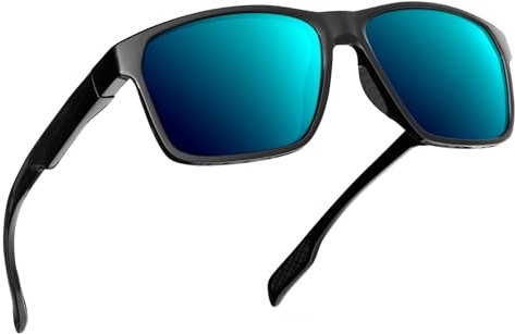 BONDDI Sonnenbrille für Herren Damen, Polarisierte Sonnenbrille mit UV400, TR90-Rahmen für Laufen, Autofahren und Andere Outdoor-Sportaktivitäten (Blau)