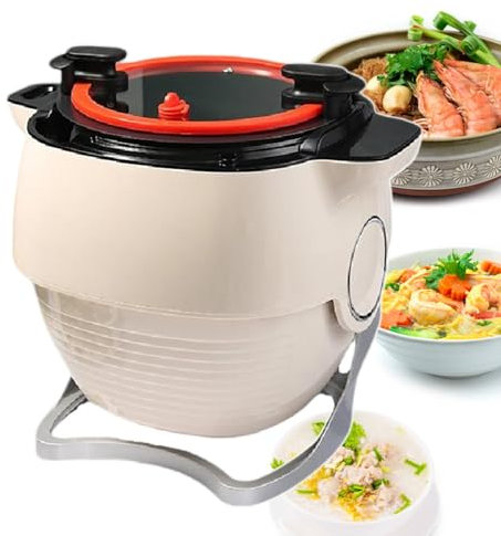 Automatisk matlagningsmaskin, 6 L kruka i rostfritt stål, 3 hastigheter justerbar, perfekt för rörstekning, stuvning och matlagning