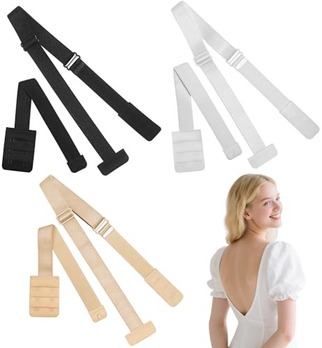 kurkip 3 Pièces Extension de Soutien Gorge, Rallonge Soutien Gorge 3 Rangs 2 Crochets 3 Crochets, Gorge D'extension de Soutien, Doux Confort Élastique, Convient aux femmes (Noir-Blanc-Couleur chair)