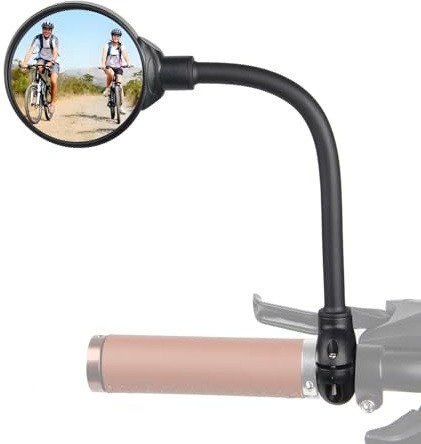 PUYUEYAO Bike Mirror for Handlebar, Adjustable Bicycle Mirror Handlebar Mount, Wide angle rear View shockproof convex mirror for Safe Cycling, Easy Installation, (1 Black-round)